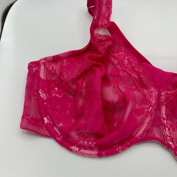 Cacique Bra 44DD NWT Bold Lace Full Coverage Underwire Pink Plus Lane Bryant - Picture 12 of 14